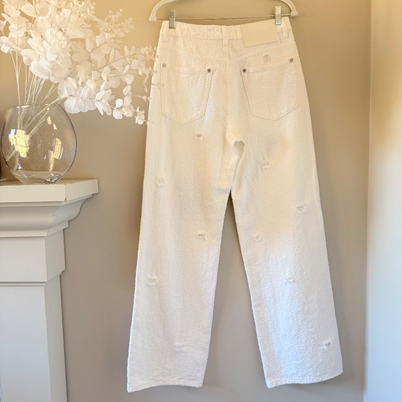 One Teaspoon Jackson Mid Waist Wide Leg Denim Jeans in Textured White (Size 26) - Picture 6 of 11